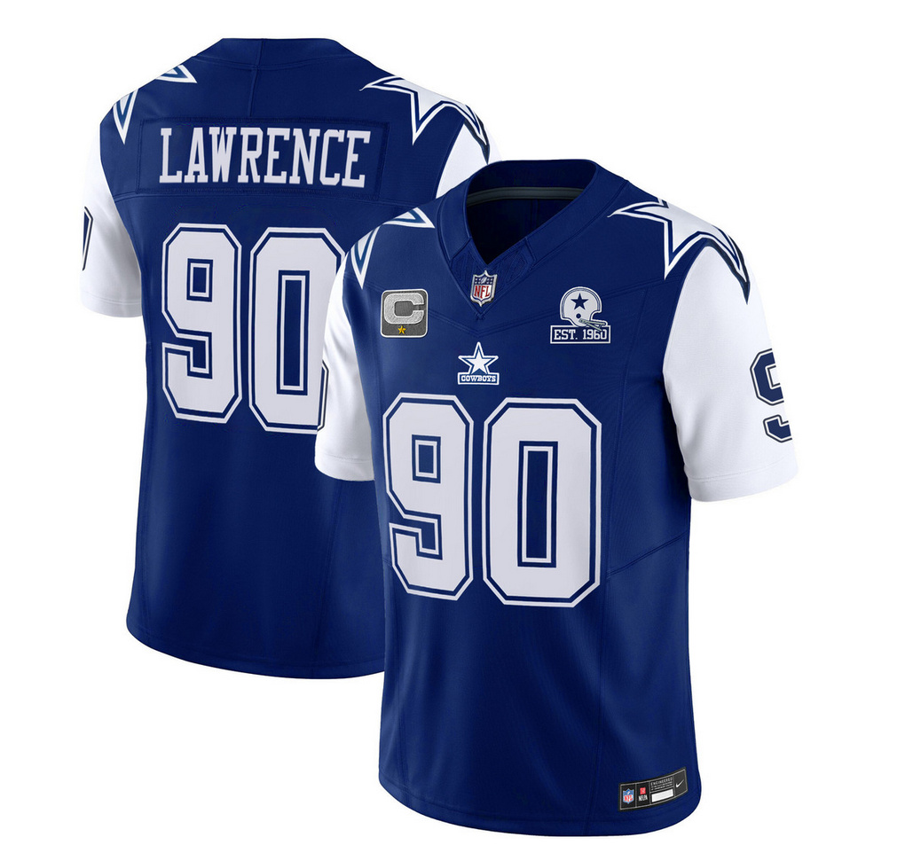 Men's Dallas Cowboys #90 DeMarcus Lawrence Navy 2023 F.U.S.E. With 1960 Patch Vapor Limited Football Stitched Jersey